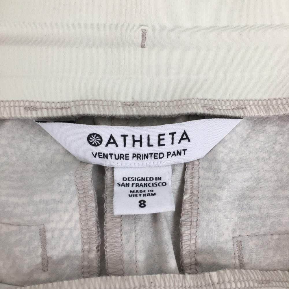 ATHLETA Venture Printed Pant High Rise Jogger Women’s Size 8 Cream Gray - Picture 7 of 16